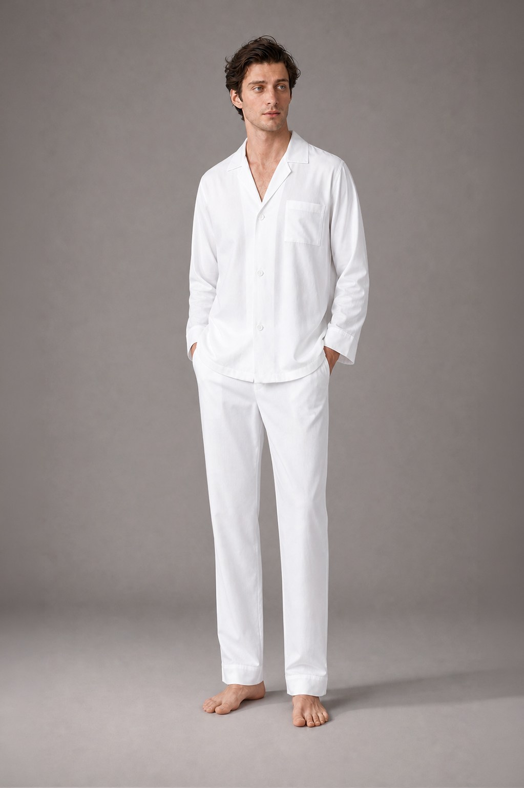 Pigiama da uomo Timeless in raso bianco